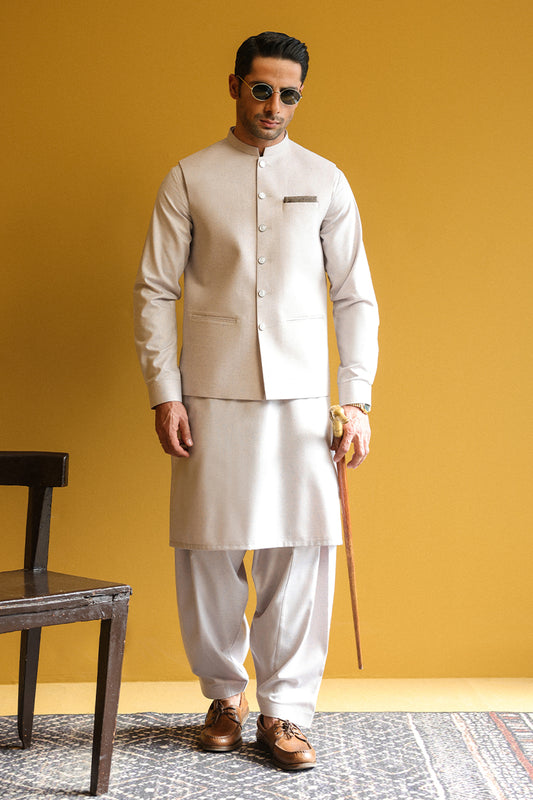 Men's Kurta Shalwar with Waistcoat - 1915