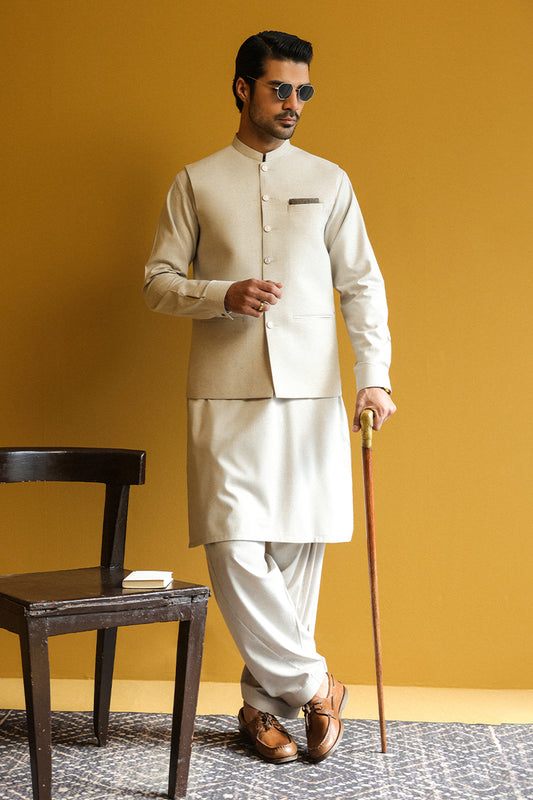 Men's Kurta Shalwar with Waistcoat - 1915