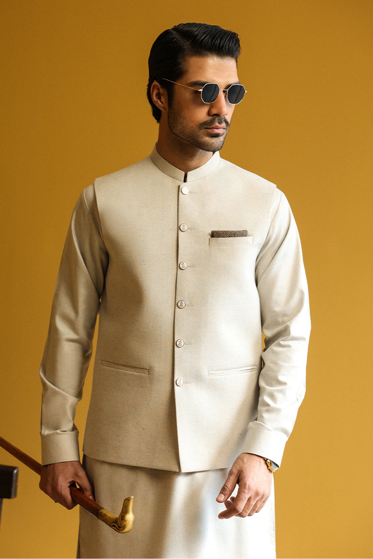 Men's Kurta Shalwar with Waistcoat - 1915