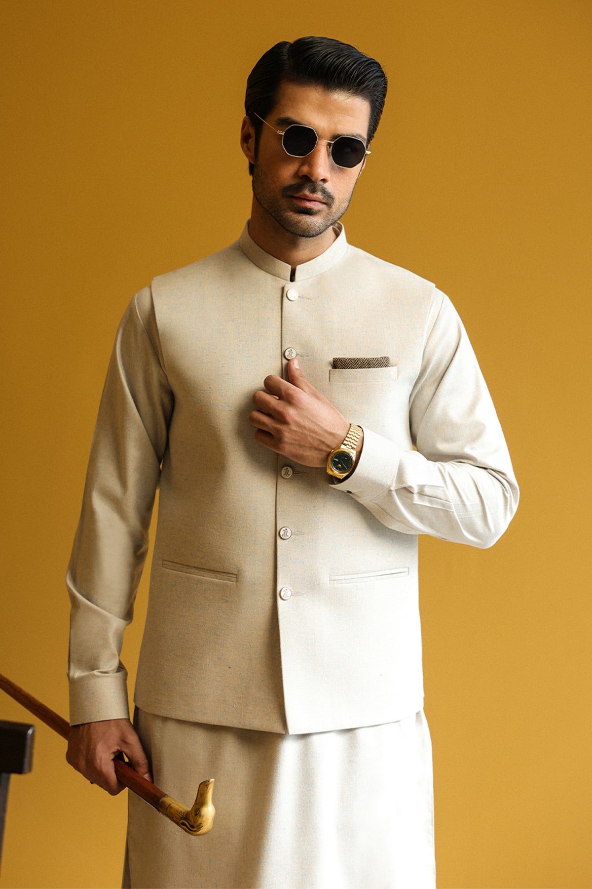 Men's Kurta Shalwar with Waistcoat - 1915