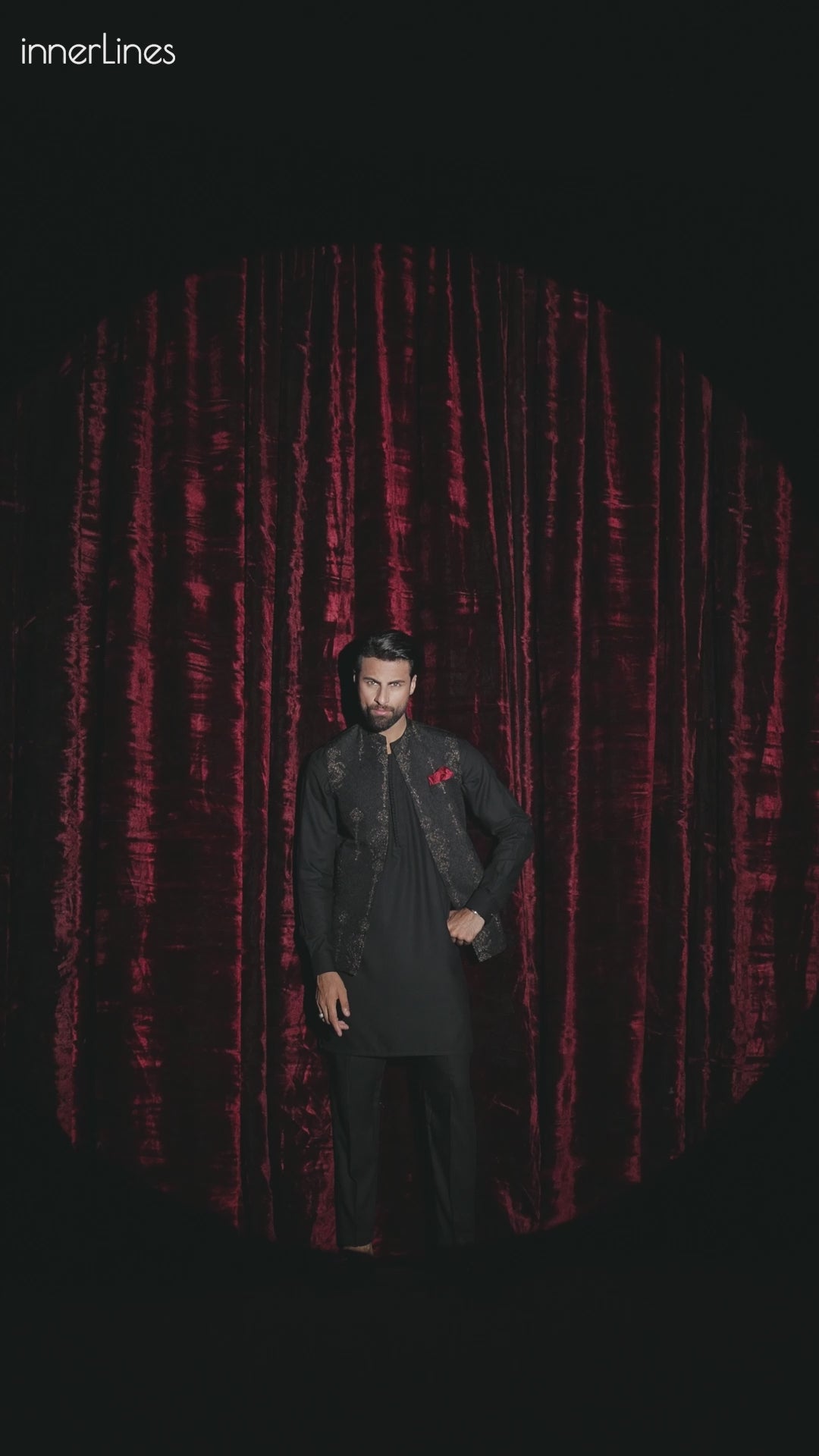 Black Embroidered Waistcoat - WC-297