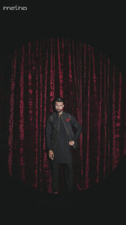 Black Embroidered Waistcoat - WC-297